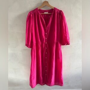 Velvet by Graham & Spencer - Fuchsia Button-Down Midi Dress